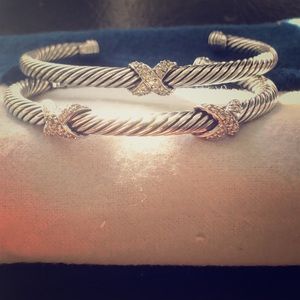 2 David Yurman diamond x bracelets